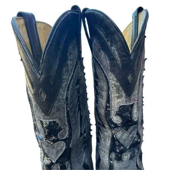 CORRAL EAGLE SEQUIN INLAY SNIP TOE COWBOY BOOTS SIZE 7.5 - Picture 5 of 16